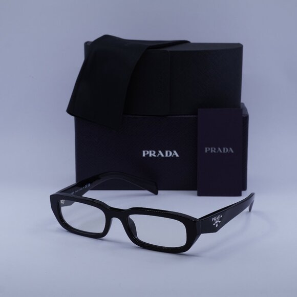 Prada PRB06S 16K08N Rectangle Sunglasses – Black\Clear Blue Light Filter - Picture 1 of 11